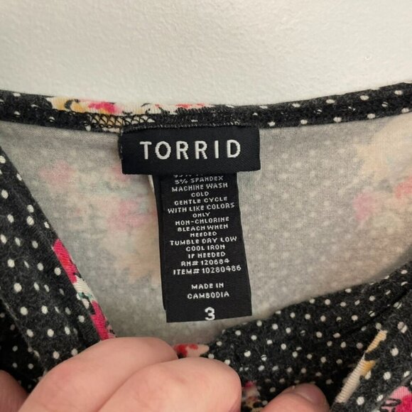 TORRID 3 Plus Size Floral Polka Dot Bustier Cami Black White Polka Dot Tank Top - Picture 7 of 15